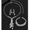 Bright Rhombus Rhinestone Pendant Necklace Earrings Bracelet Bridal Jewelry Wedding Set