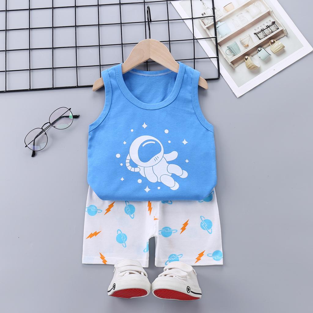 Children's Vest Set Pure Cotton Summer Boys' Sleeveless Shorts Girls' Suspenders Children's Two-piece Set