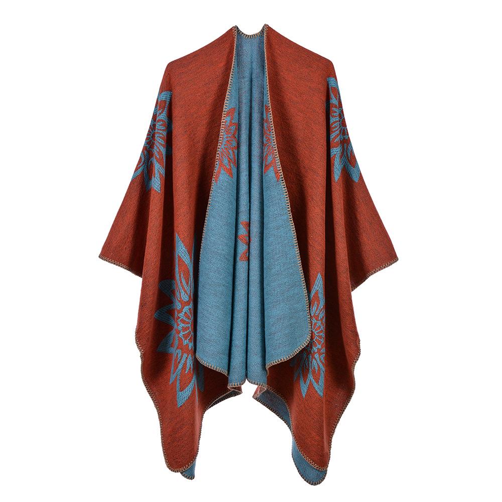 Ponchos Coat Cashmere Scarves Women Winter Warm Shawls And Wraps Pashmina Thick Capes Blanket Femme Scarf
