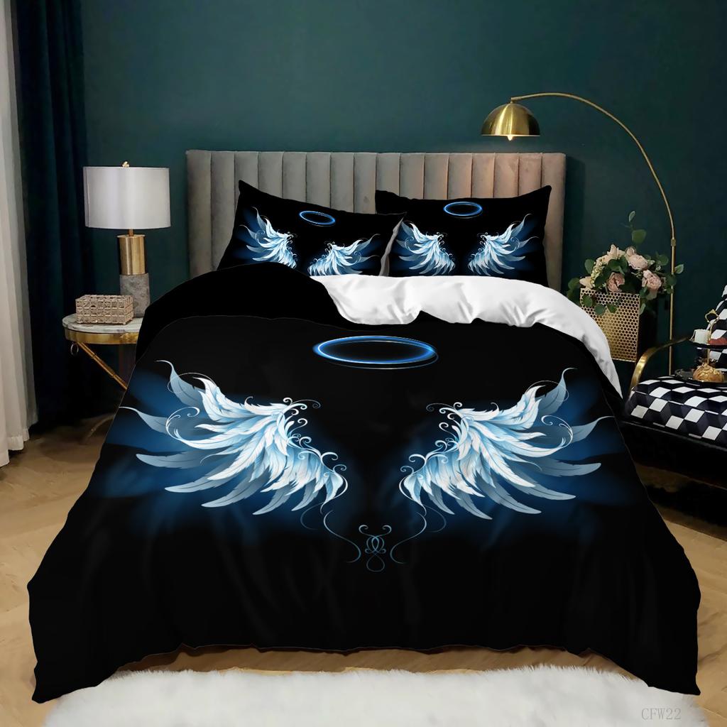 3D Starry Sky Feather Pattern Bedding Set Starry Plate Printed Quilt Cover and Pillow Case 2 or 3 Extra Large AU240 * 270 Home Decoration
