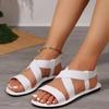 Летние однотонные сандалии на плоской подошве Popula 2024, уличные тапочки с открытым носком, пляжная женская обувь, большие размеры, шлепанцы Zapatos De Mujer