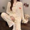 Весенний милый пижамный комплект для девочек из имитации хлопка с кружевом и длинными рукавами для дома можно носить на улице