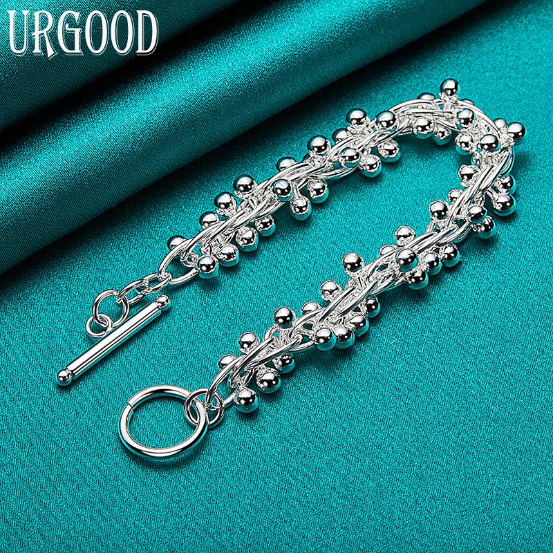 Браслет из бисера винограда из стерлингового серебра 925 пробы, модные украшения