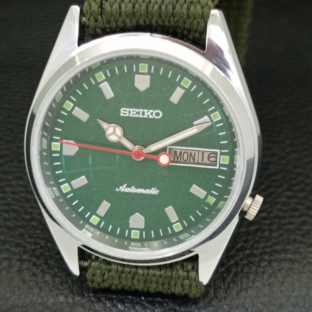 ВОССТАНОВЛЕННЫЕ ВИНТАЖНЫЕ АВТОМАТИЧЕСКИЕ МУЖСКИЕ ЧАСЫ SEIKO JAPAN С ЗЕЛЕНЫМ ЦИФЕРБЛАТОМ a433576-2