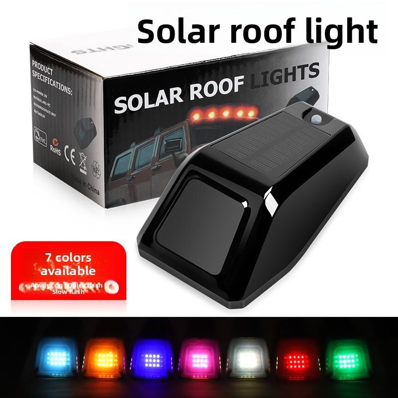 LED Solar Powered Cab Lights Punch-Free Wireless Truck Roof Lights Truck Pickup Warning Light for Pickup Trucks SUV Motorcycles