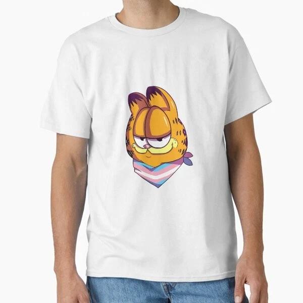 Garfield With Trans Flag Scarf Design Classic Tshirt Made In Usaus Size S2xl