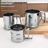 Semi-Automatic Stainless Steel Flour Sifter with Handle and Double-Layer Mesh for Baking Powdered Sugar.