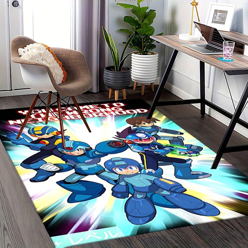1pc Anime Mega Man Chair Mat - Anti-Slip Carpet for Office, Home Decor, Living Room, Bedroom, Game Room - Perfect Gift for Anime Fans.Y081