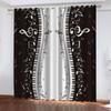 Black White Classic Art Design Note Instrument Piano Free Shipping 2 Pieces Thin Shading Window Curtain for Living Room Bedroom