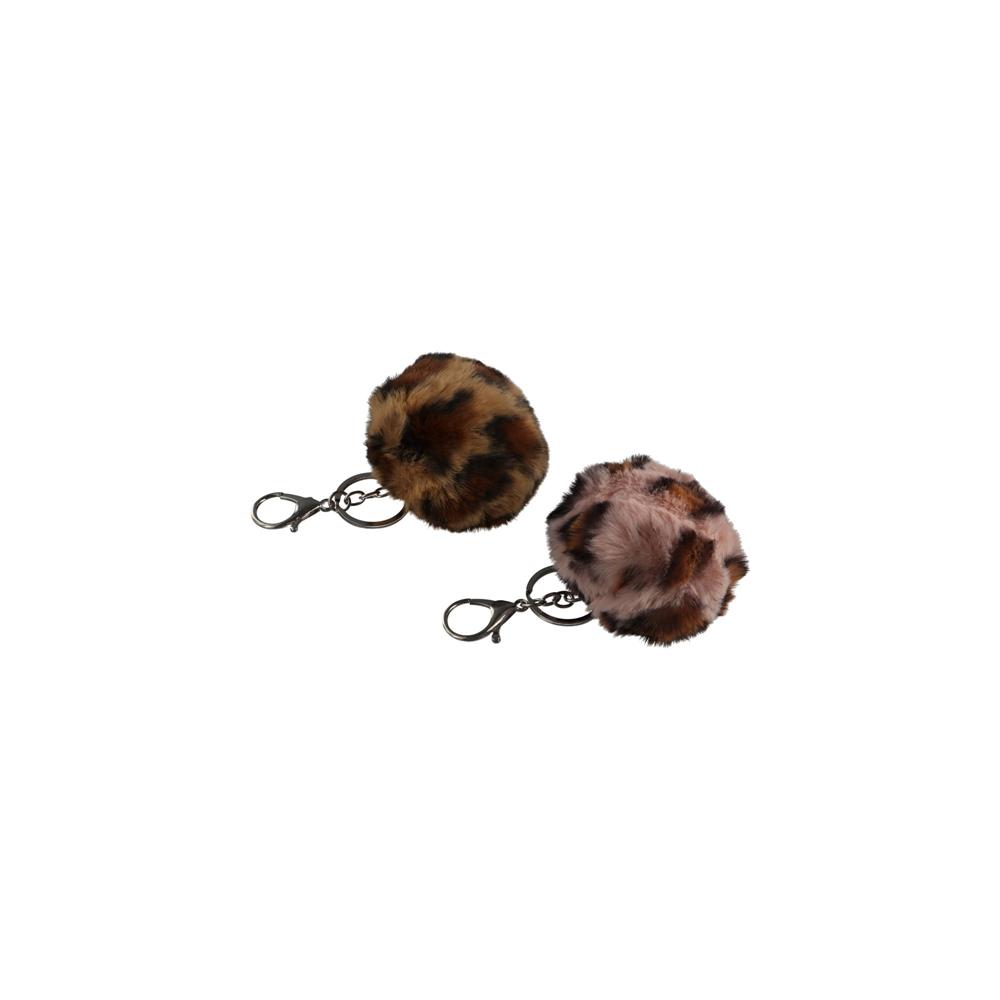 Car Accessories Pendant Heart Round Ball Leopard Plush Fur Ball Key Chains Key Ring Plush Keychain