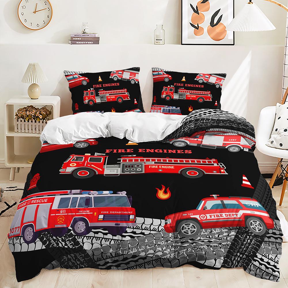 Bed Three-Piece Construction Car Racing Game Quilt Cover 3D Digital Printing Kit