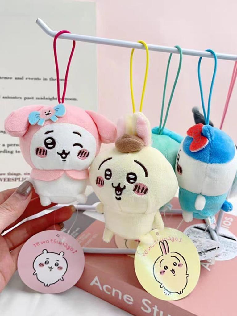 Чиикава Медведь-самоуничижитель Коллаборация Санрио Плюшевая кукла Хелло Китти1 Мелоди1 Куроми1 Сачиджи Плюшевая игрушка Брелок Украсить