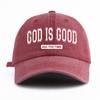 GOD IS GOOD Печатная Стирка Водой Бейсболка Простая, Повседневная, Модная, Регулируемый Размер Для Активного Отдыха, Ежедневного Использования, Вечеринки, Отпуска