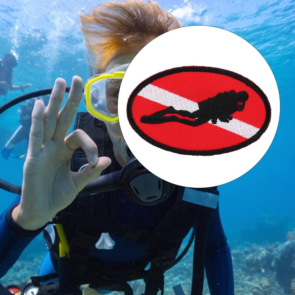 Сумка с нашивкой в виде эллиптического флага для дайвинга, вышитый значок дайвера с утюгом на спине