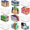 Refrigerator Organizer Bins Clear Plastic Food Storage Organizer Fridge Storage Box With Handle Freezer Pantry Kitchen Organizer