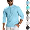 Men's Waffle Knit Stand Collar Half Sleeve Polo Shirt, Loose Fit Casual Business Button Placket Polo Top
