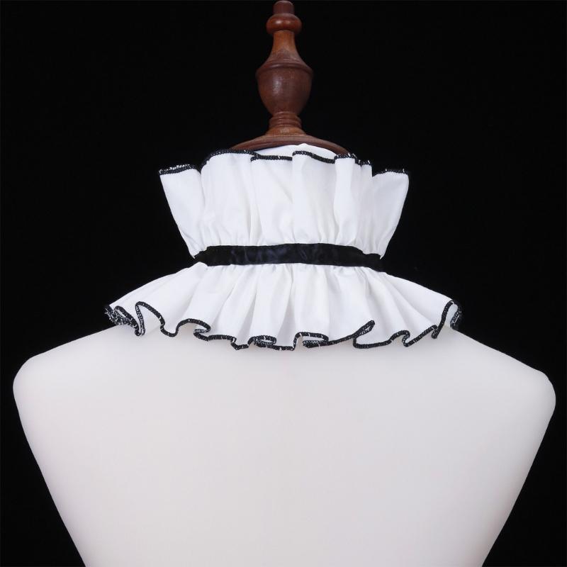 Винтажный воротник с оборками, галстук для косплея для девочек, викторианский воротник-стойка, лацкан, средневековый косплей, викторианский галстук с оборками, воротник