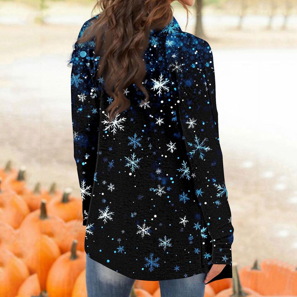 Женская модная рождественская куртка с принтом, повседневный кардиган с длинным рукавом, пальто