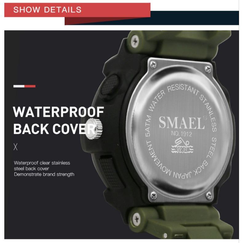 SMAEL повседневные модные часы из сплава, многофункциональные водонепроницаемые уличные мужские съемные электронные часы