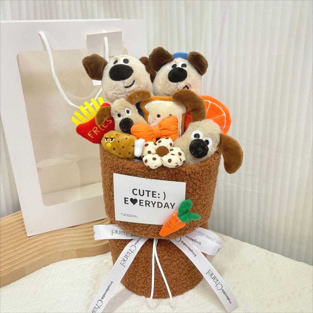 Back-to-School Creative Plush Doll Bouquet - Capybara & Leader Dog Gift for Girlfriend On Qixi Valentine's Day