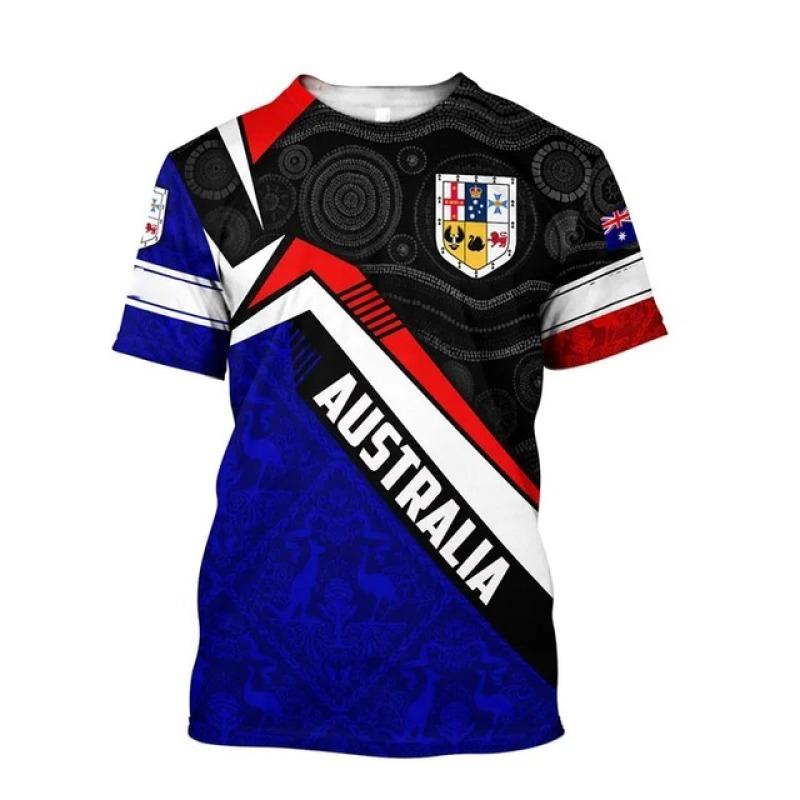 Men T-shirt Australia Flag Graphic 3D Print O-Neck Tops 2023 Summer Fashion Short Sleeves Tee Oversized Mens Clothing Pullover