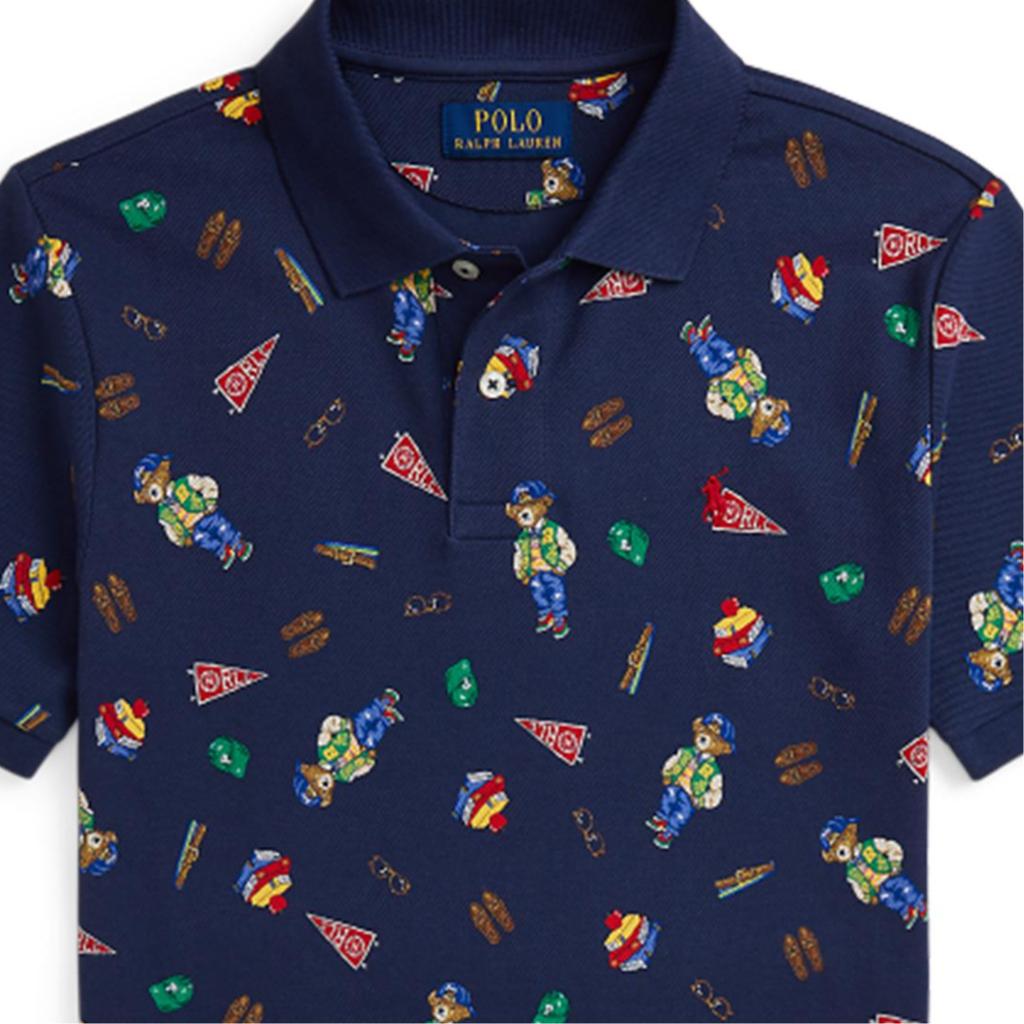 Футболка Polo Ralph Lauren Ss24 Полный принт Принт с животными Прямой крой Короткий рукав Детские топы Синий CWPOKNIY8021217-999
