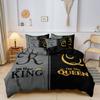 3pcs Royal Crown King & Queen Themed Bedding Duvet Cover Set Breathable Machine Washable High-Definition Digital Print Bedroom