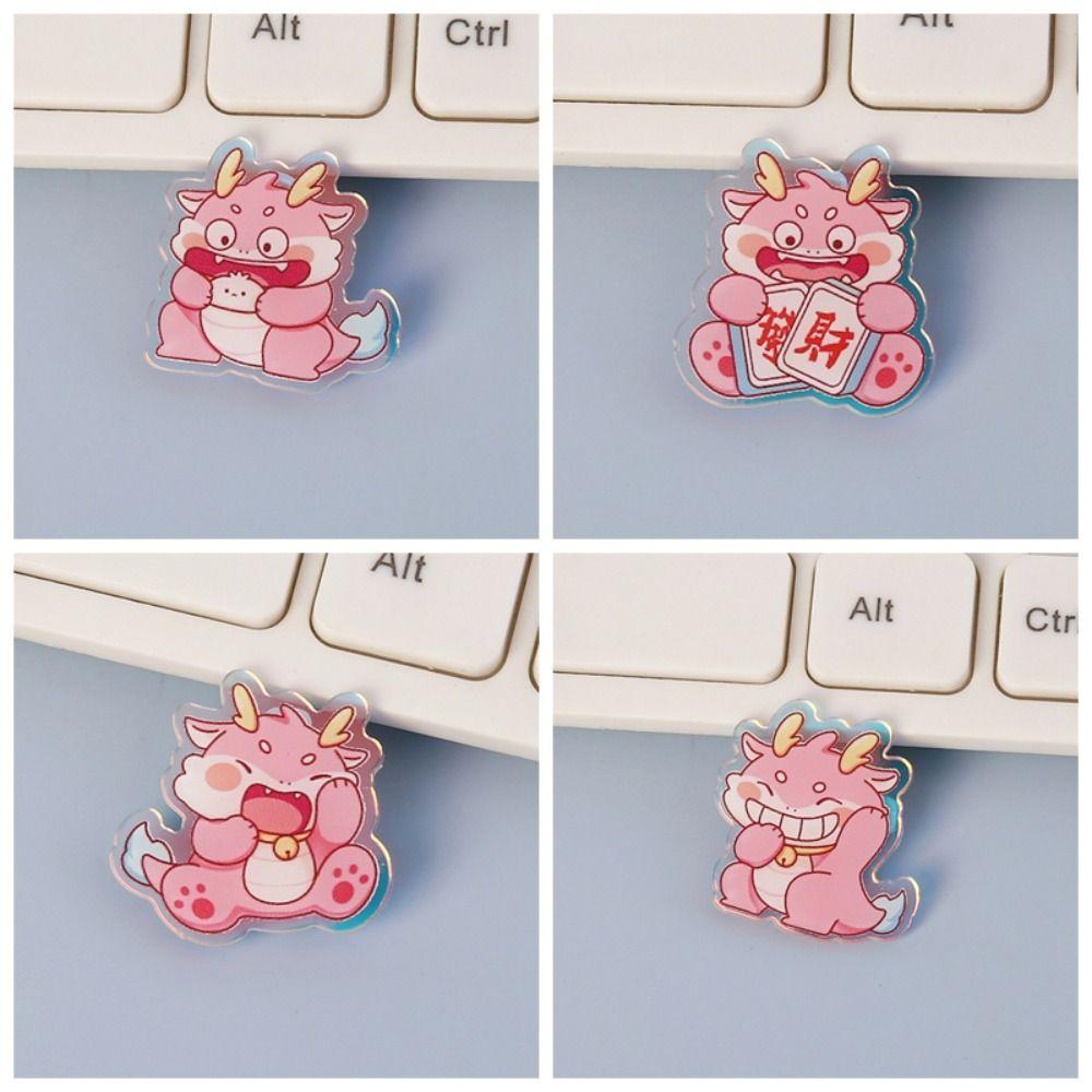 Flying Dragon Cartoon Dragon Brooch Lapel Pin Year Badge Pins Laser Acrylic Brooch  School Bag
