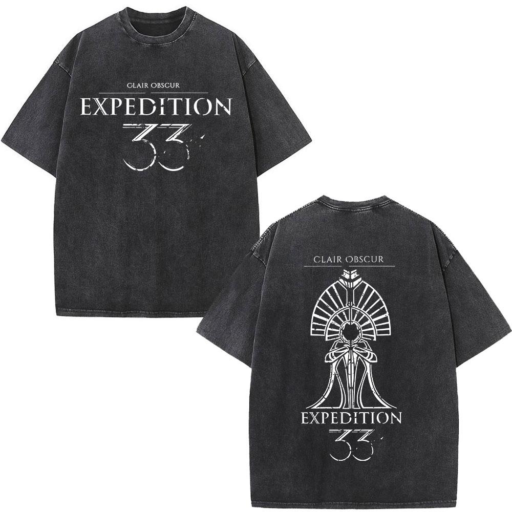 Esquie Clair Obscur Expedition Vintage Washed T Shirts Mens Women Clothing Fashion Cotton Short Sleeve Tshirt Streetwear