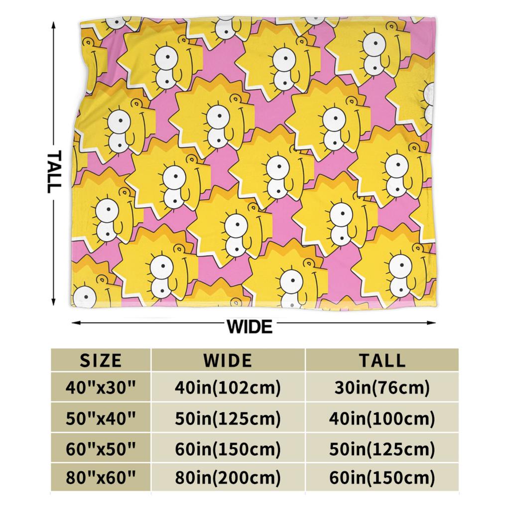 S-Simpsons Lisa Yellow Star Pattern Blankets Quality Soft Cozy Bedding Throws Winter Picnic Couch Bed Funny Bedspread