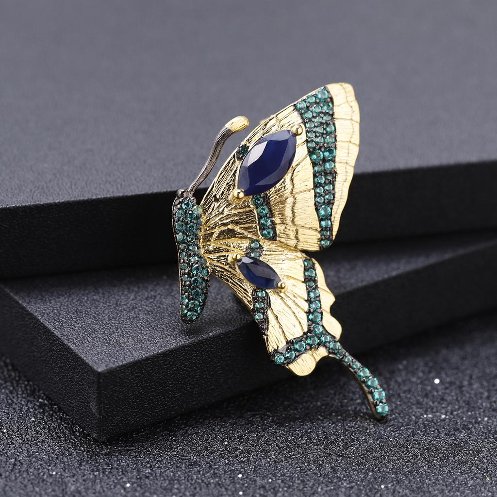 Оригинальная дизайнерская брошь-подвеска двойного назначения, дизайн бабочки в стиле ретро, ​​серебро s925, ожерелье с натуральным аметистом, кулон