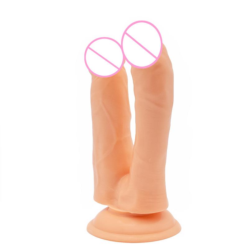 Женский дилдо U-образной формы с двойной головкой, поддельный пенис, маленький женский мастурбатор, цветные кристаллы, эротические товары