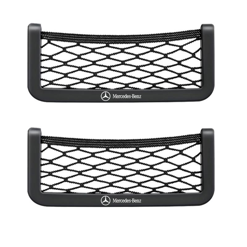 BAL1 Car Organizer Storage Bag Auto Paste Net Pocket Phone Holder Stickers For Mercedes Benz AMG W204 W213 W205 W211 W212 W176