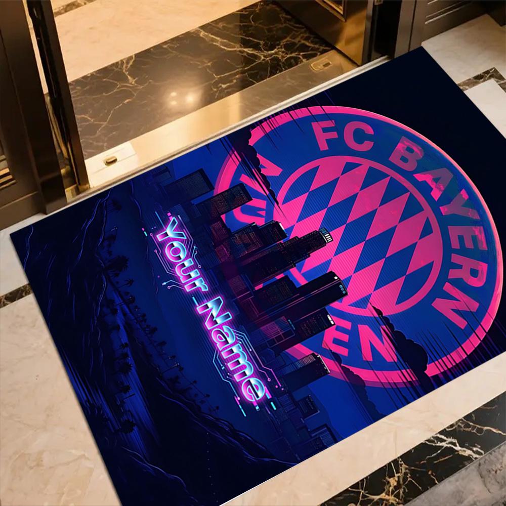 Bayern Munich Fan Gear Customize Your Name Floor Mat Suitable for Foyer Hallway Game Room Outdoor Antislip Carpet Anime Office Decor