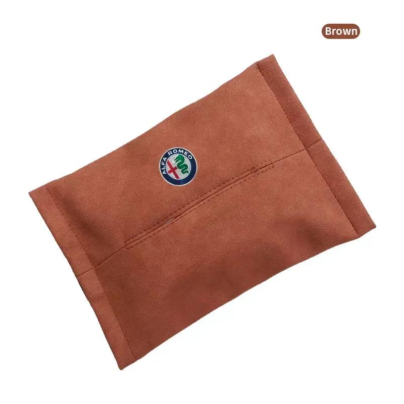 MQHWD1 Suede Car Hidden Tissue Holder Box For Alfa Romeo Giulia Stelvio Giulietta 156 159 147 Mito Tonale Brera Disco Auto Accessories