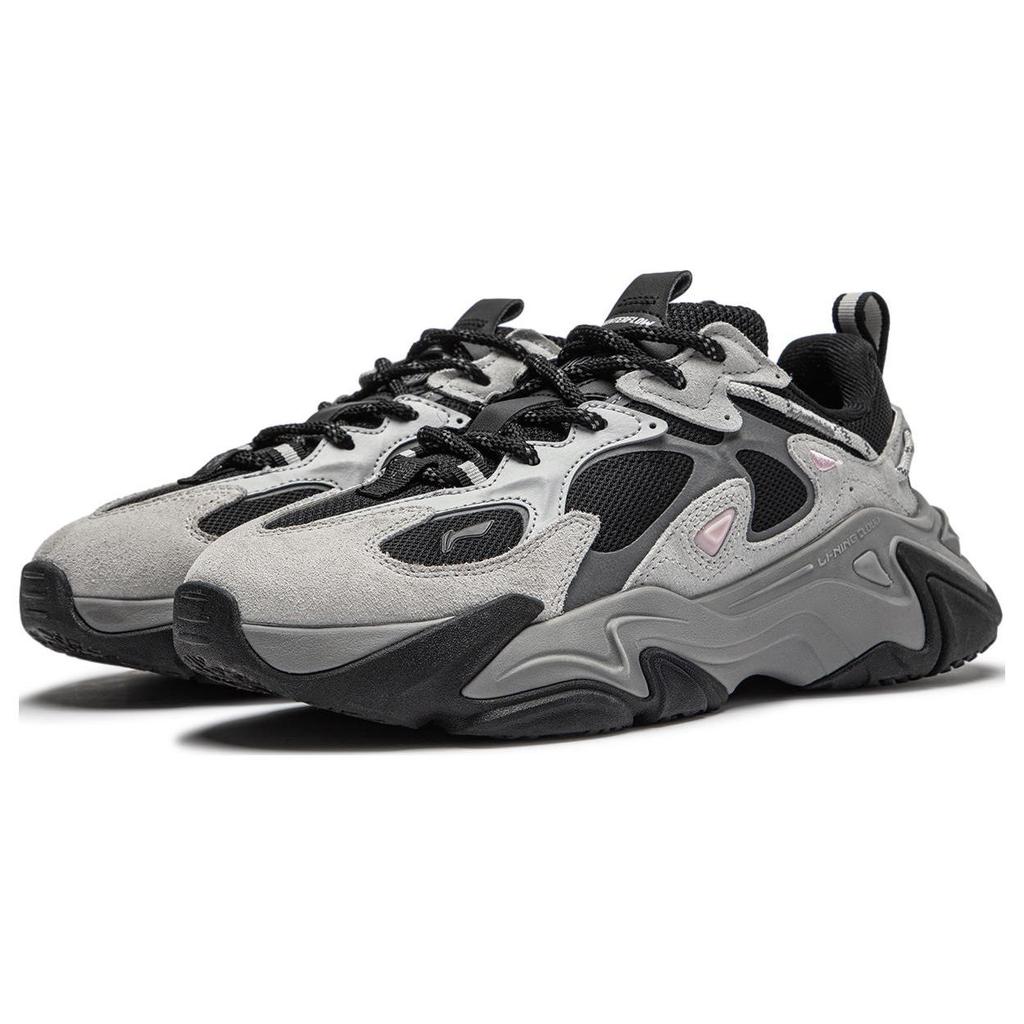 Li Ning CF Su Series Qian Hang Ce 2 Модные универсальные нескользящие прочные низкие повседневные туфли для повседневной носки Женские кроссовки Черный Серый AGLT168-8