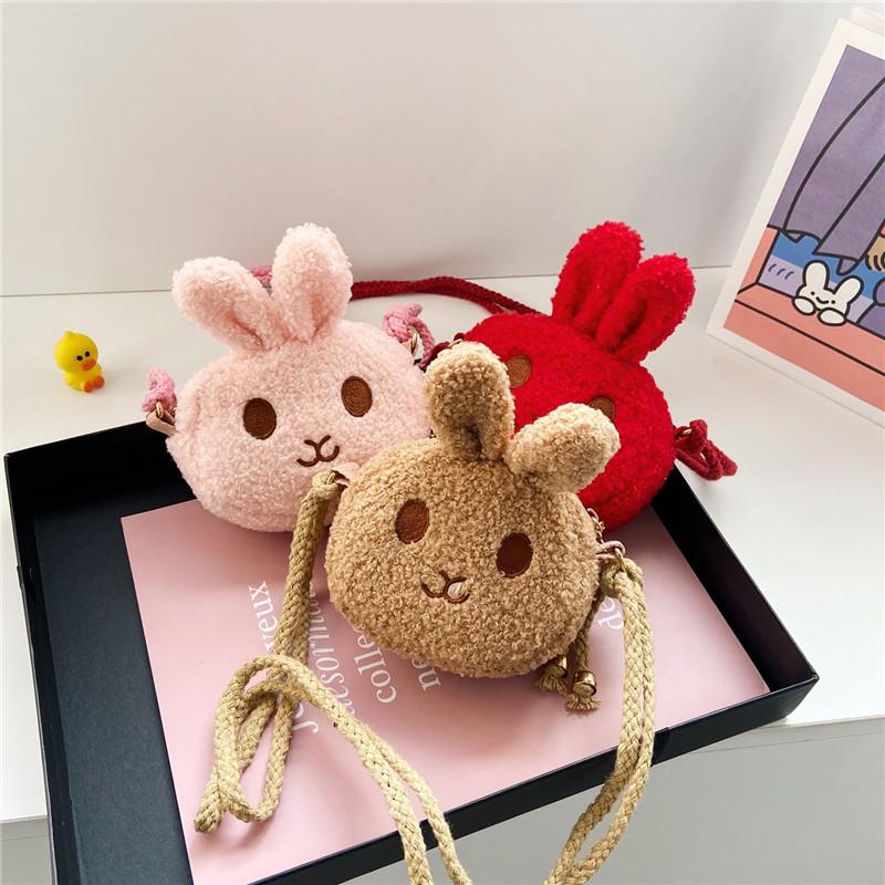 Children's Cute Plush Rabbit Crossbody Bag: Fashionable Coin Purse for Baby Girls