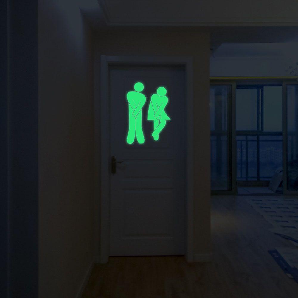 Luminous Bathroom Glow In The Dark Toilet Sticker Indicator Label Wall Sticker Washroom Door Sign