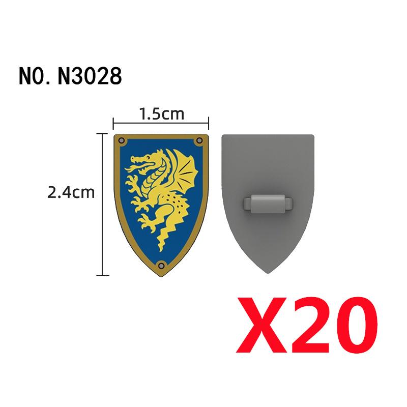 Medieval Castle Green Dragon Knight Building Blocks Figure Accessory Shield Vest Warhorse Cape Orc Flag Mount Wolf Toy Gift D123