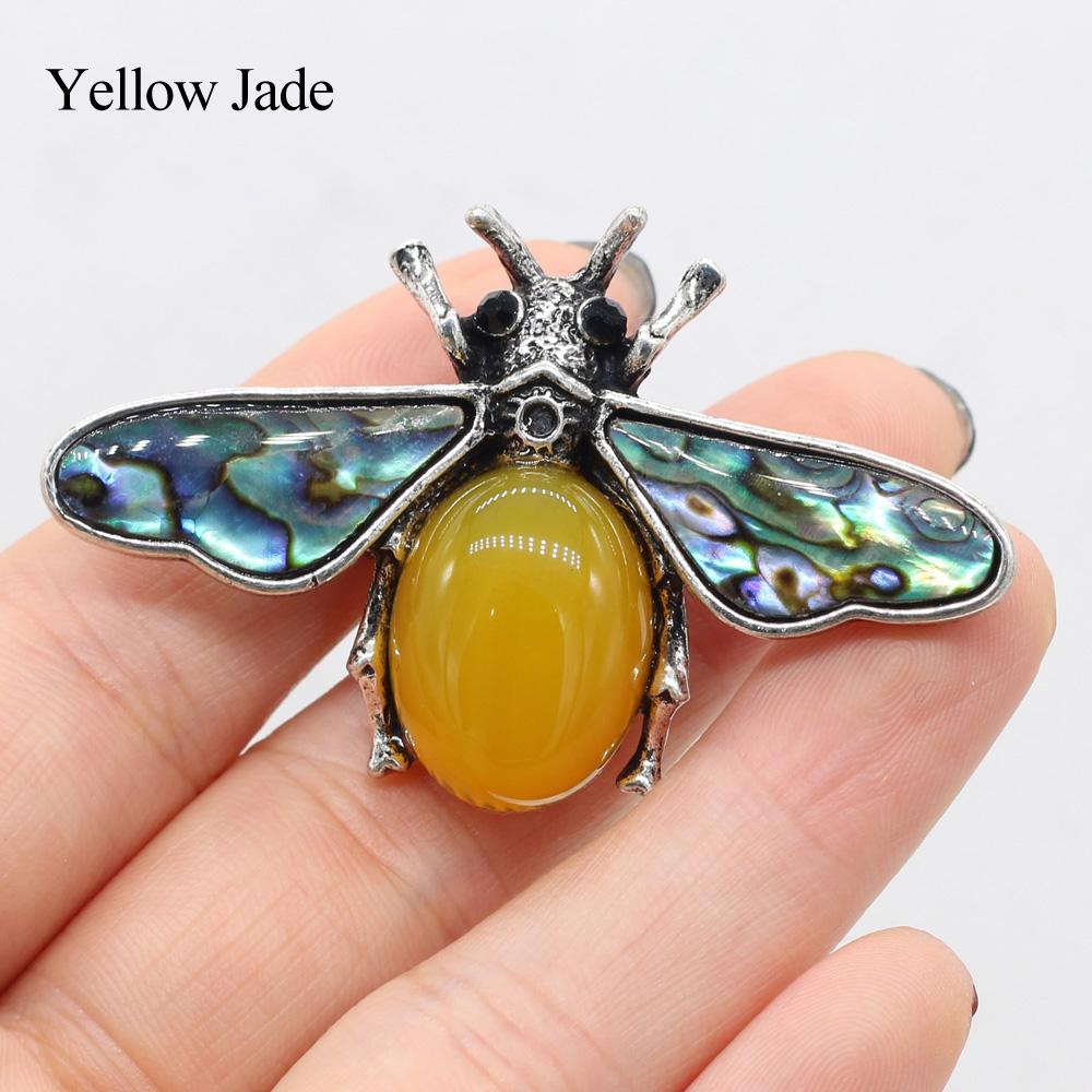 1Pc Reiki Healing Crystal Pendant, Natural Stone Insect Shape Charms for DIY Necklace Hanging Decoration Accessories, Jewelry Making Halloween Crafts