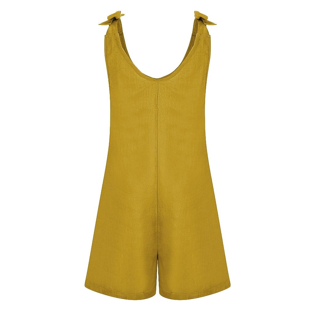 Women's Casual Loose Solid Color Overalls With Pockets And Sleeveless Jumpsuit Jumpsuit