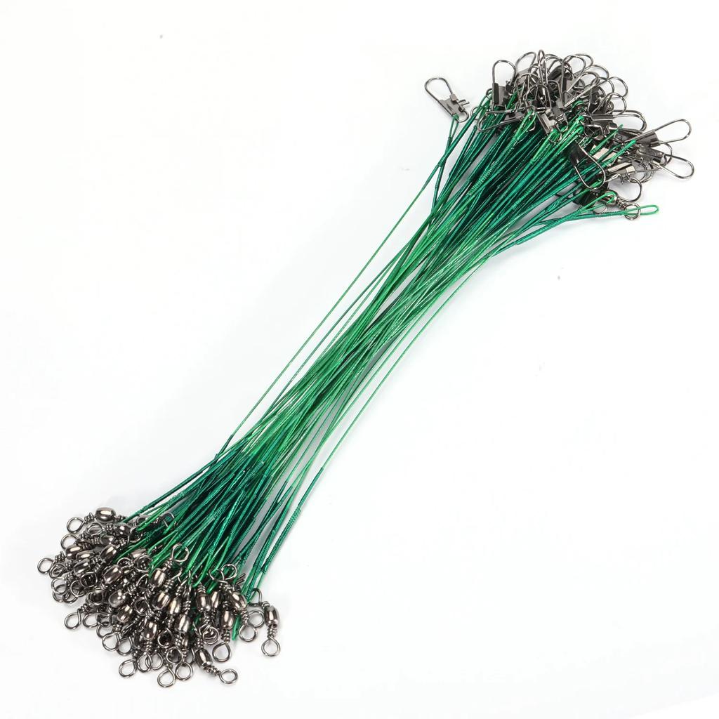 Набор из 20 стальных поводков для рыбалки - Защищенные от порезов вертлюжки-коннекторы со свинцовым сердечником (20-30см) для Морской/Бассовой Рыбалки