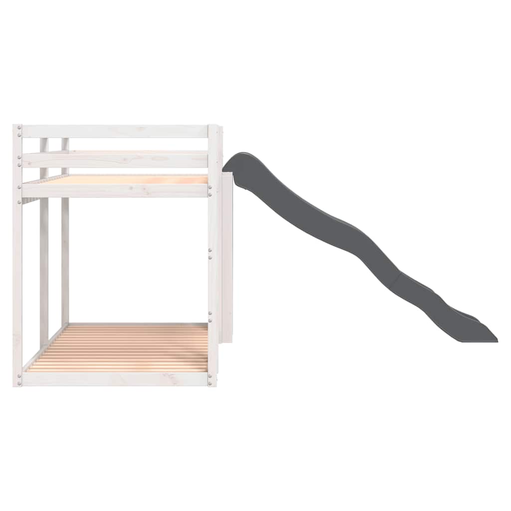 Bunk Bed with Slide and Ladder White 90x200 cm Solid Pine Wood