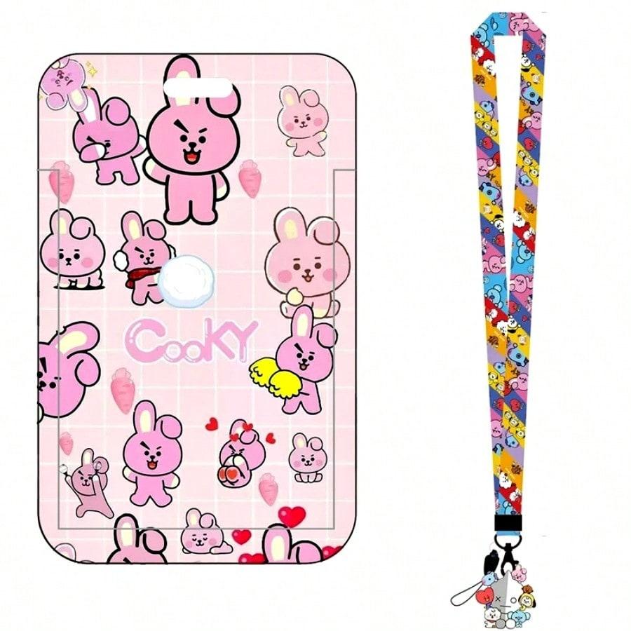 LINE FRIENDS BT21 Kpop Аниме Мультфильм Шнурок Брелок с Держателем для Карт из АБС-пластика для Карточек на Питание, Транспортных Карт и ID-Карт