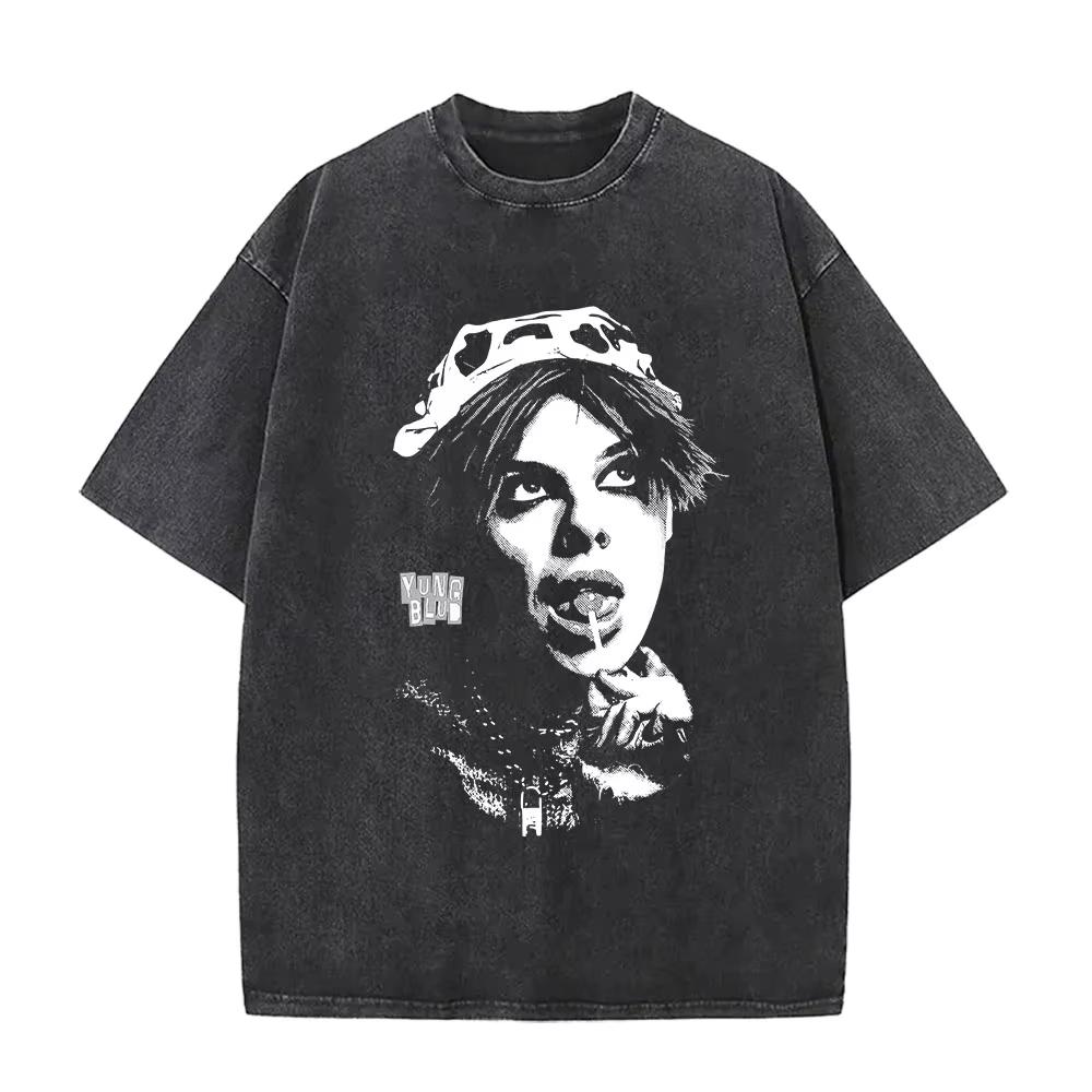 Винтажные стираные футболки Yungblud IDOLS The World Tour Мужские Женские Хип-хоп Высокое качество Готические Оверсайз Футболки Уличная одежда