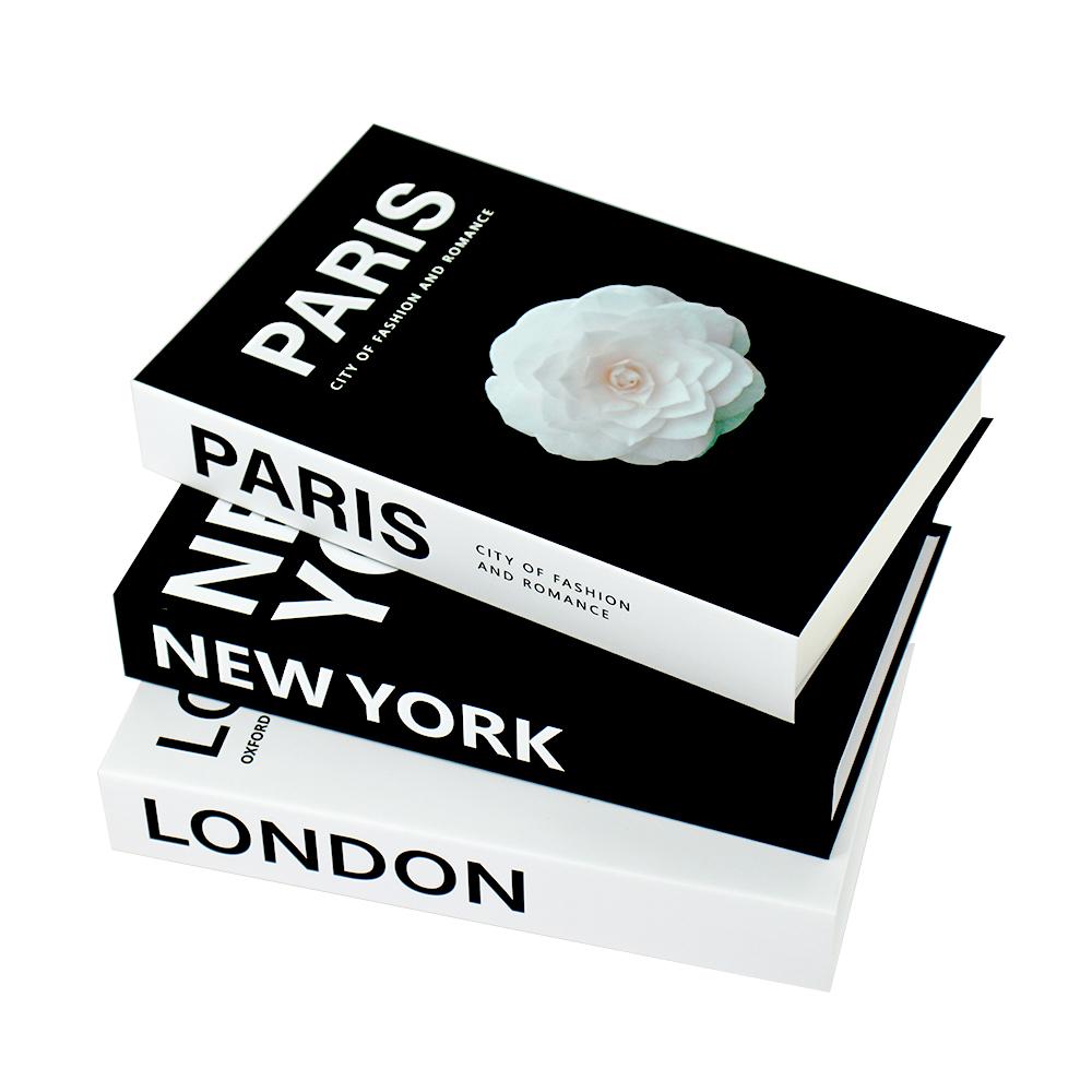 3Pcs/Set Fake Books Set for Decoration Coffee Table Ornaments Modern Home Decoration Luxury Faux Books Set London New York Paris