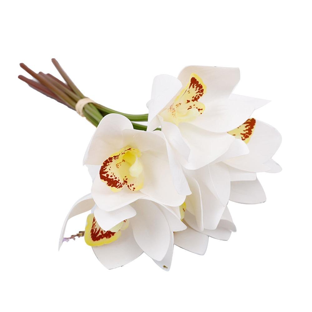 3D Printed Artificial Orchid Flowers 6 Stems Silk Orchid Decorations Faux Orchid Decor Home Decor