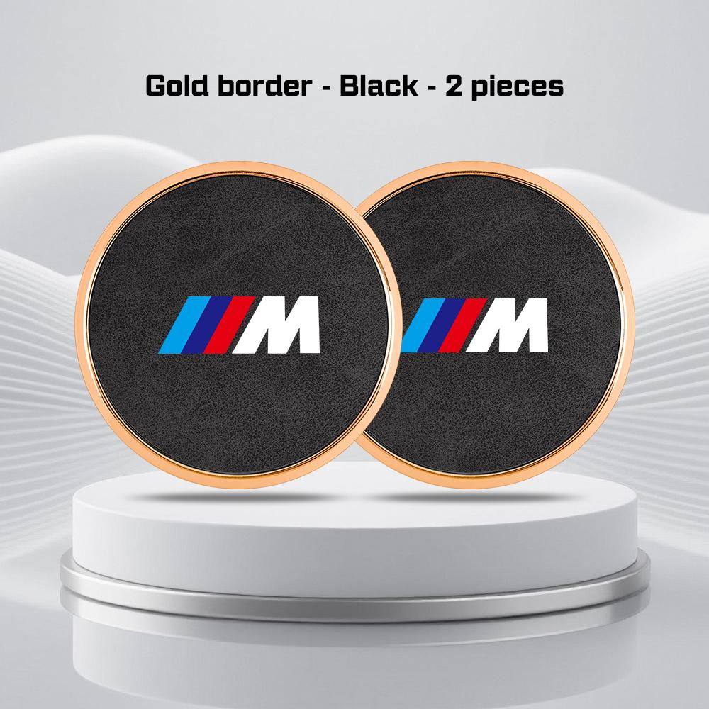 Car Leather Coaster For BMW M M3 M5 M6 E36 E39 E90 E70 G01 G02 G05 G07 G60 G70 i3 i4 Water Cup Holder Pads Alloy Anti Slip Mat TF0