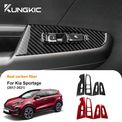 Для Kia Sportage NQ5 2017 2018 2019 2020 2021 Настоящая Мягкая Наклейка из Углеродного Волокна LHD Автомобиль Передняя Задняя Дверь Окно Подъемник Панель Отделка