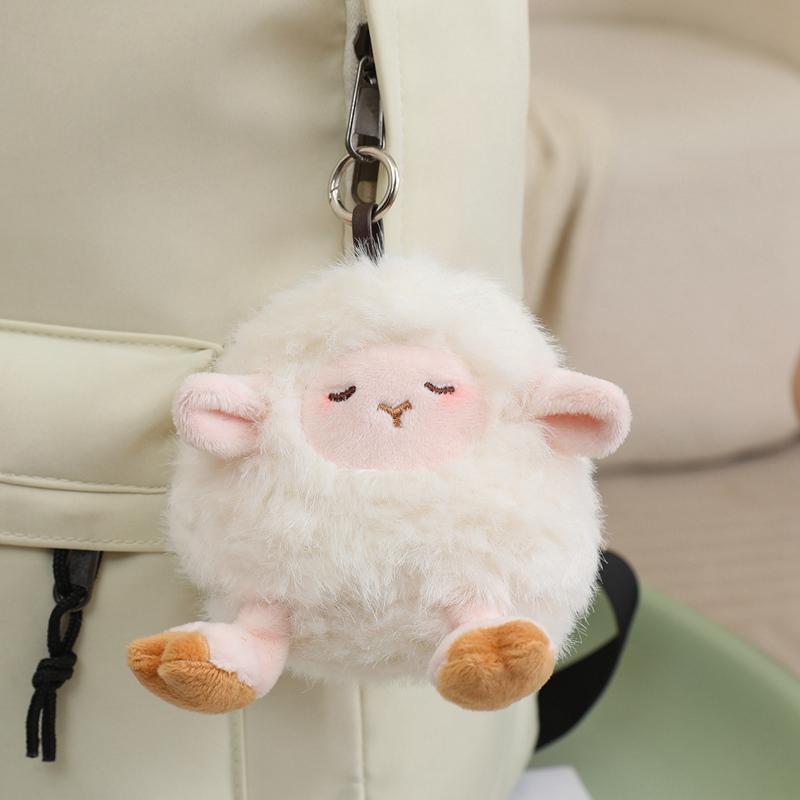 TreasuringU 3 Colours Lamb Plush Keychain Soft Round Sheep Stuffed Doll Cute Animal Plushie Keyring Bag Pendant Halloween Gifts